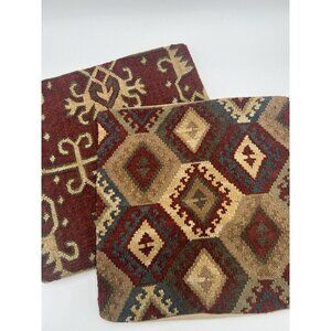 Set of 2 Pottery Barn Kilim Aztec Pillow Covers Square 18”x 18” Southwest